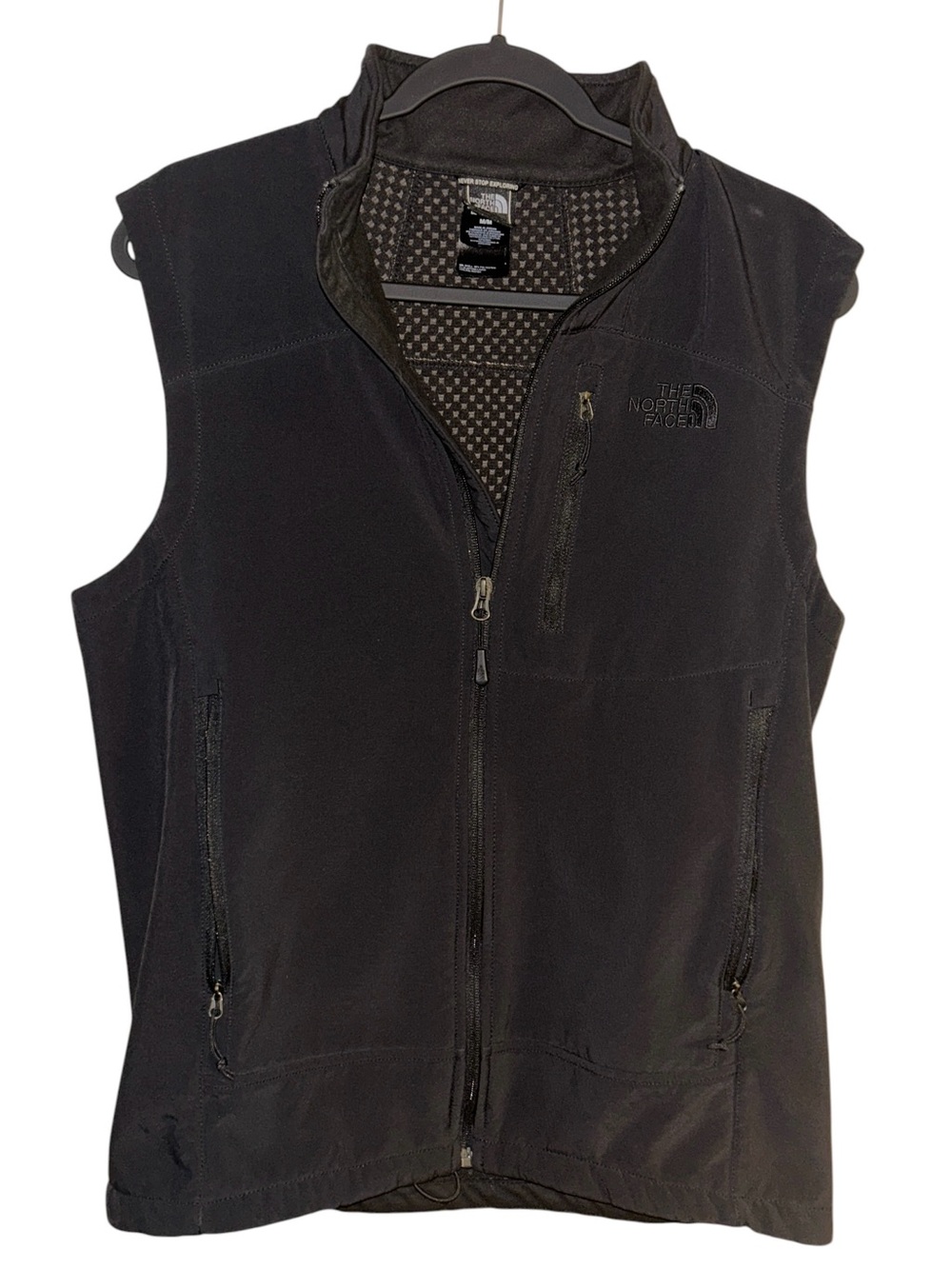 The North Face Apex Soft Shell Lightweight Vest. Sz. Med. Black w/Black Logos.